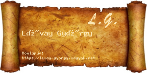 Lévay György névjegykártya
