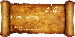 Lévay György névjegykártya